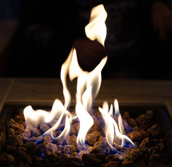 Flames from a gas fire.